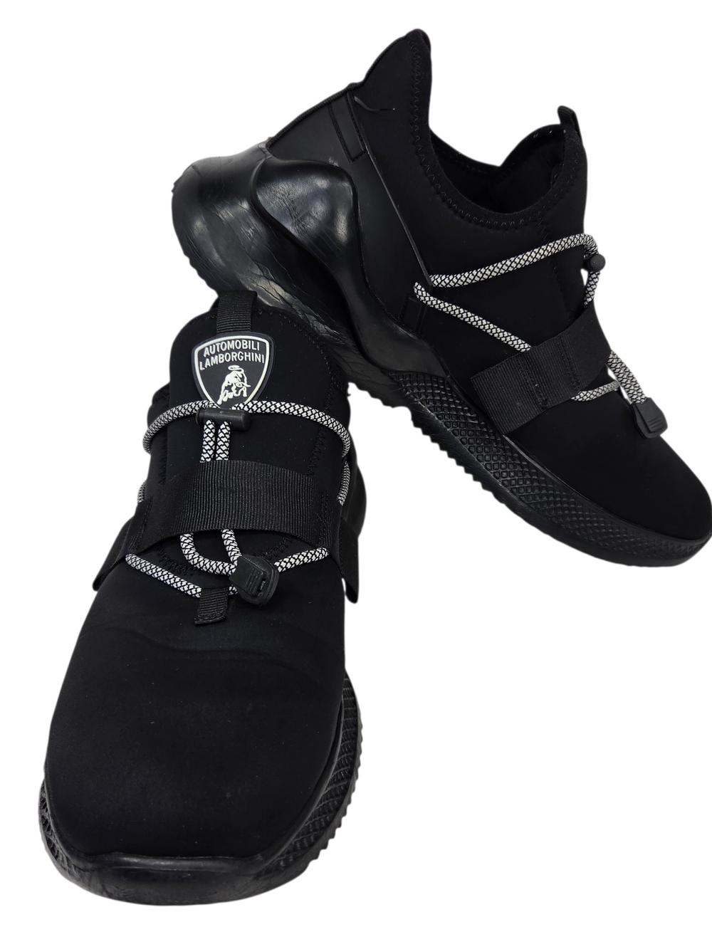 Lamborghini Black Low-Top Performance Sneakers with Reflective Accents